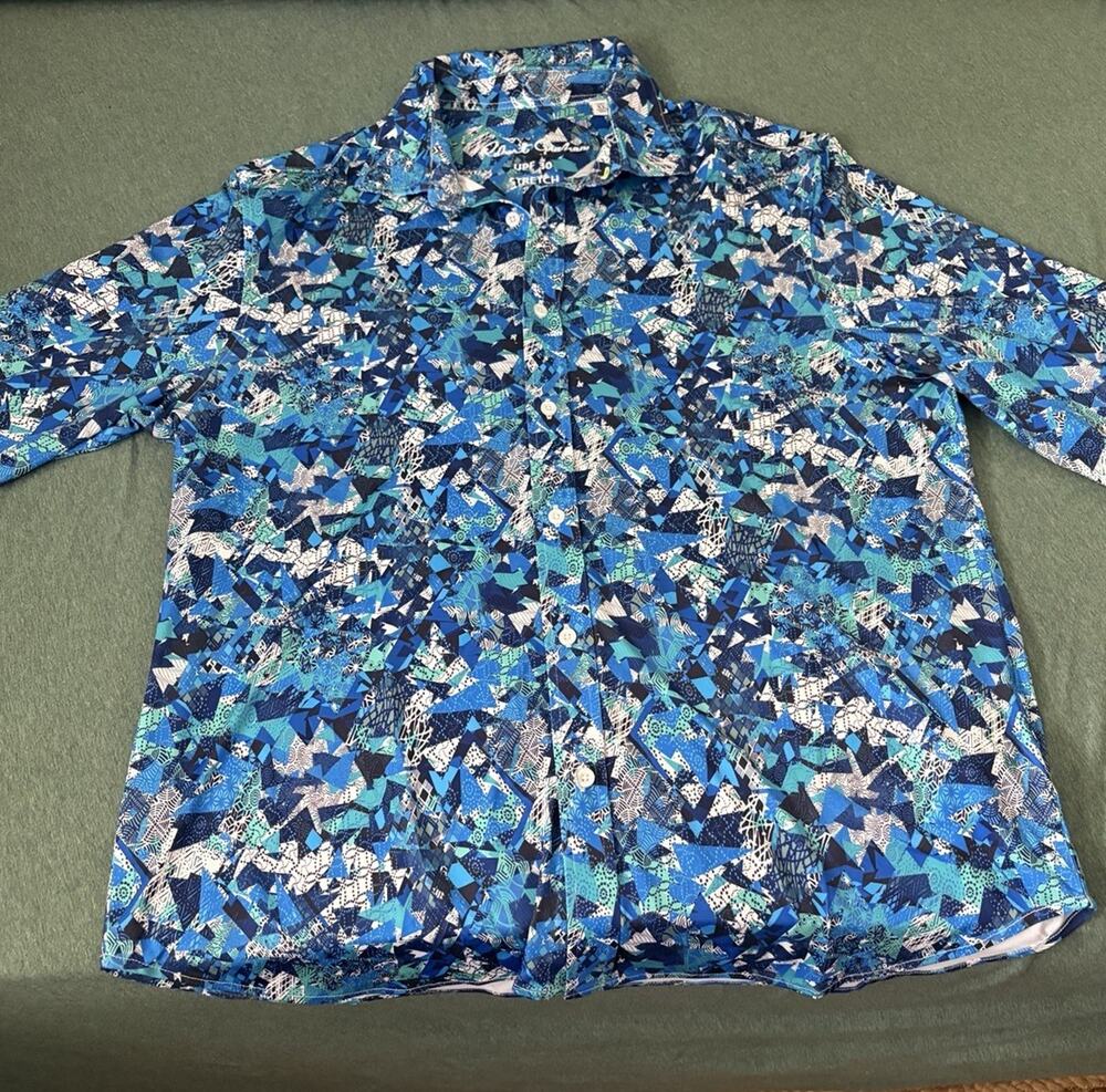 Robert Graham Mens XL Classic Fit Jersey Stretch Long Sleeve Button Down Shirt